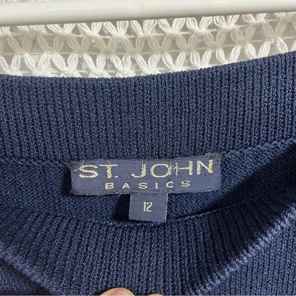 St John Basics Blue Knit Trouser Pants Size 12 - Picture 4 of 11